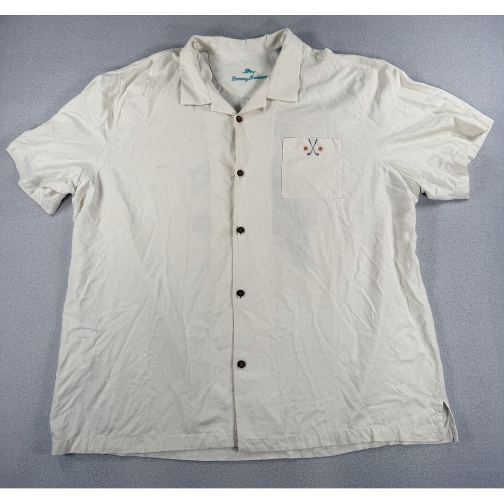 Mens 3XL Tommy Bahama The Course is Calling Golf Themed Camp Shirt 100% Silk - Picture 2 of 12